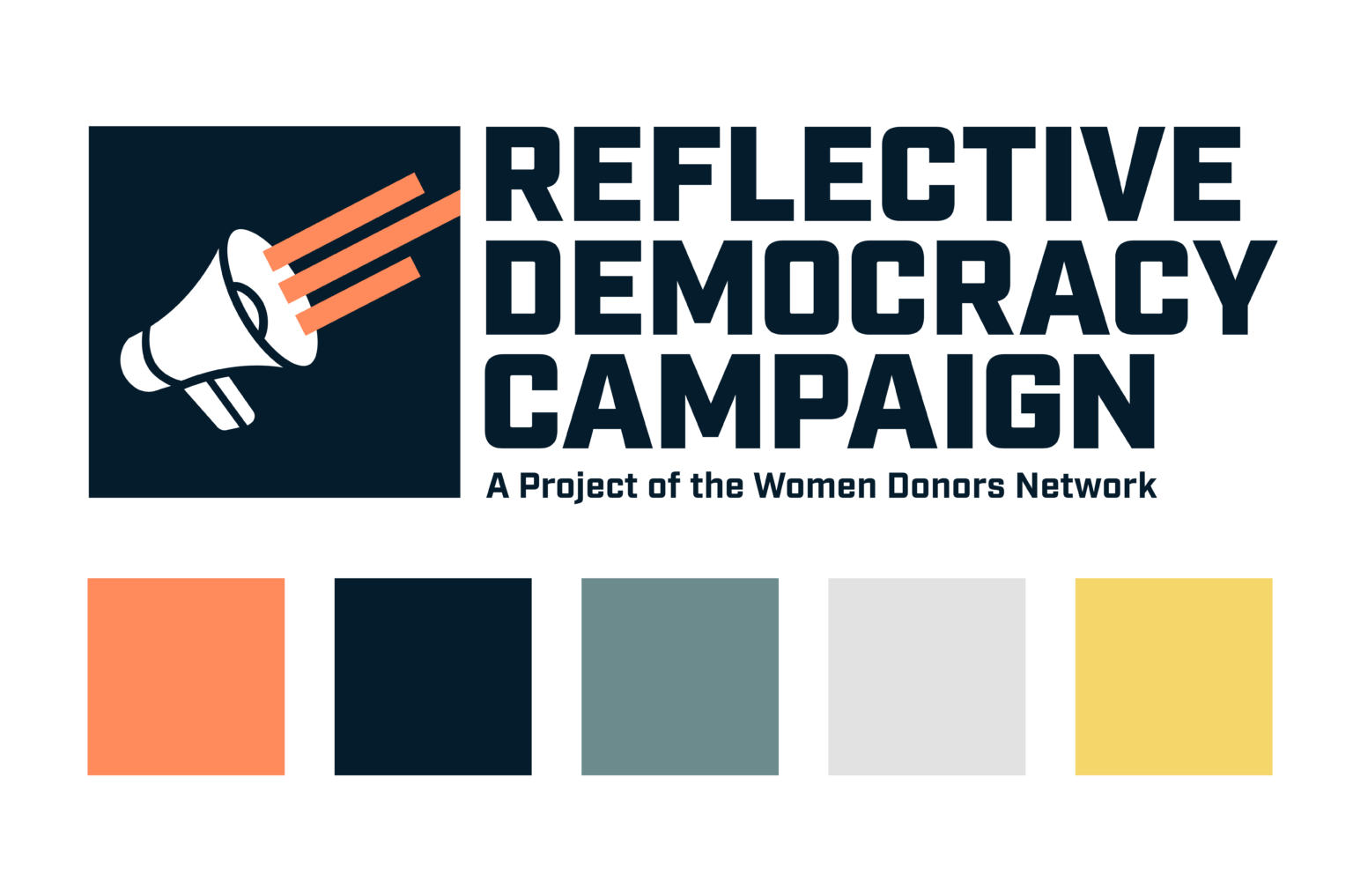 The Reflective Democracy Campaign logo and palette after our work